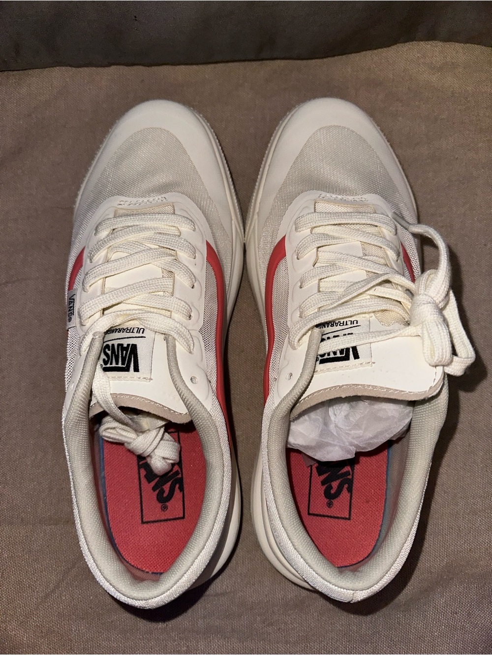 Vans Cream Ultrarange 2.0 Sneakers with Coral Stripe - Picture 4 of 6